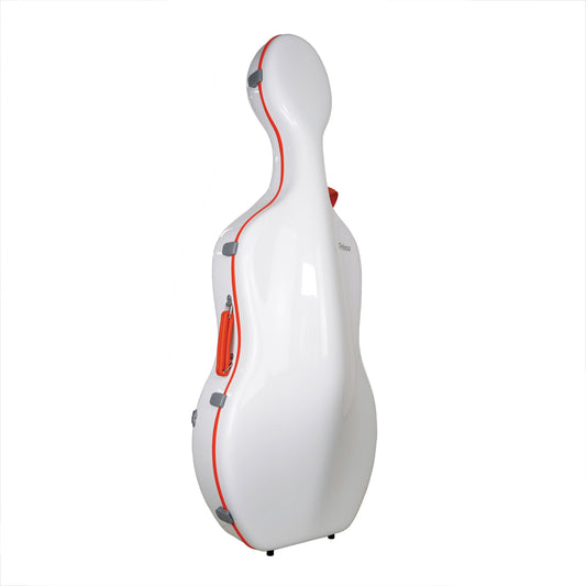 Primo CC-6395 Ultra Light Carbon Fibre Future Cello Case-White_Orange-Angle
