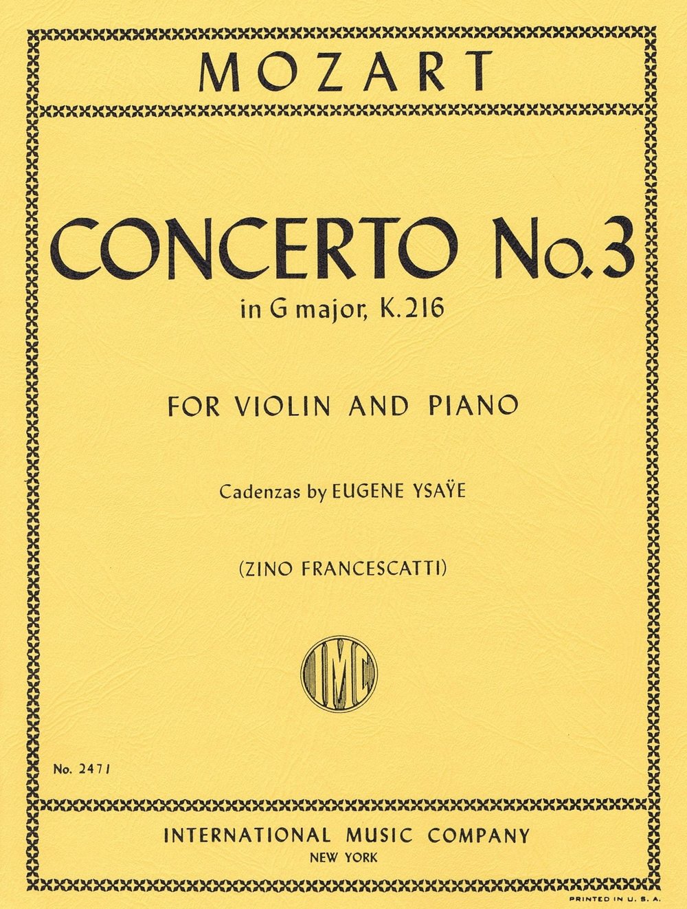 IMC Mozart Concerto No.3 in G K216 2471