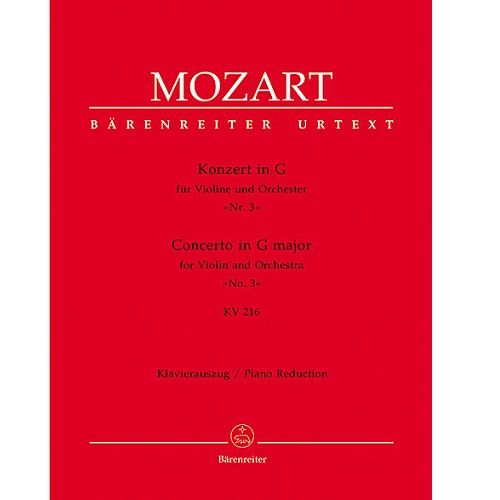 Baerenreiter Concerto in G for Violin and Orchestra No. 3 - Mozart
