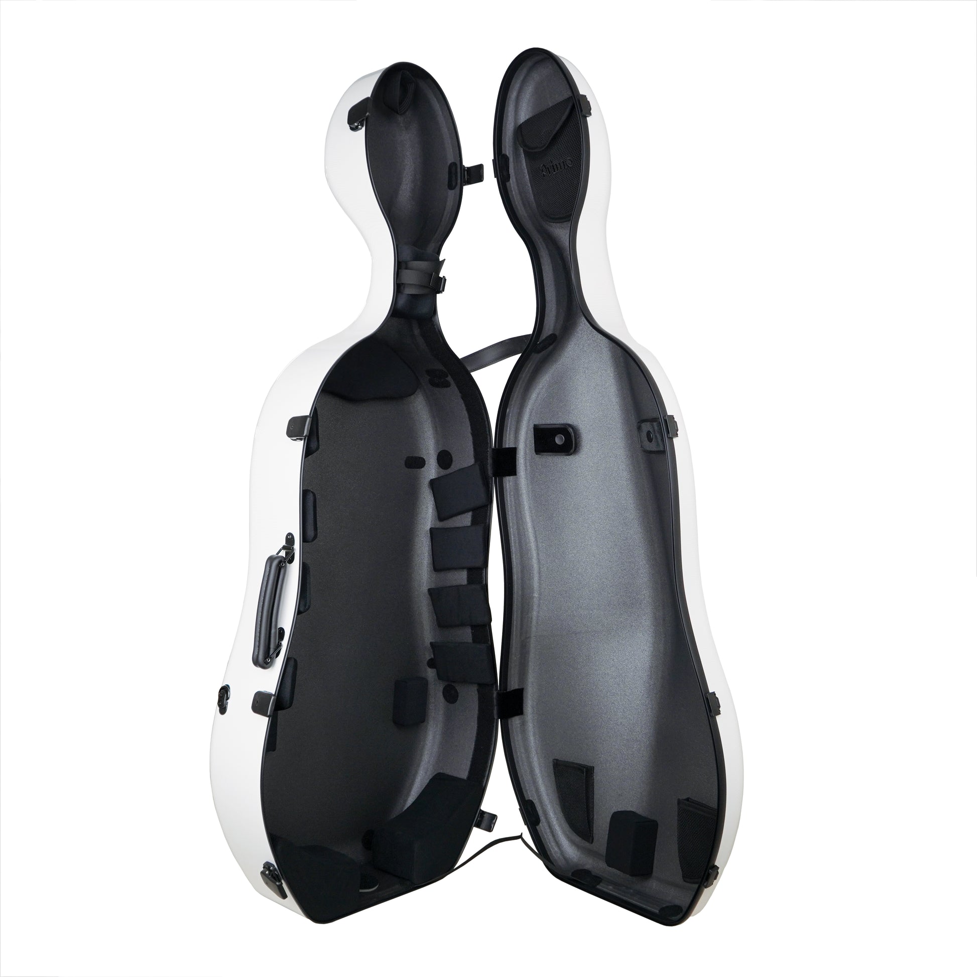 Primo CC-6385 Montagnana Carbon Fibre Cello Case-White-Open