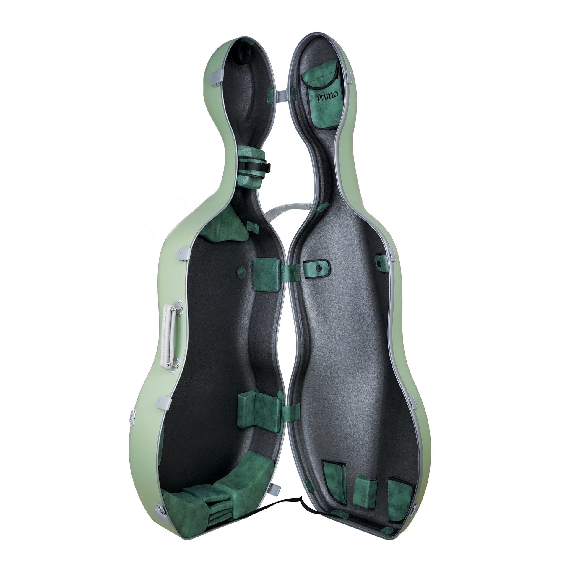 Primo CC-6395 Ultra Light Carbon Fibre Future Cello Case-Sage-Open