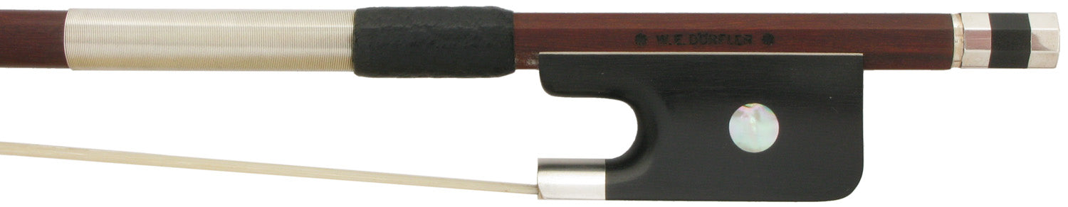 W.E. Dorfler Cello Bow, round, silver, 4/4