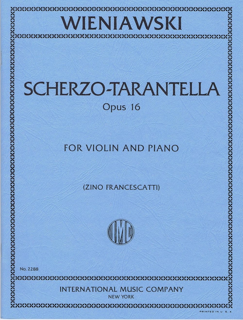 IMC Wieniawski Scherzo-Tarantella Opus 16 IMC 2288