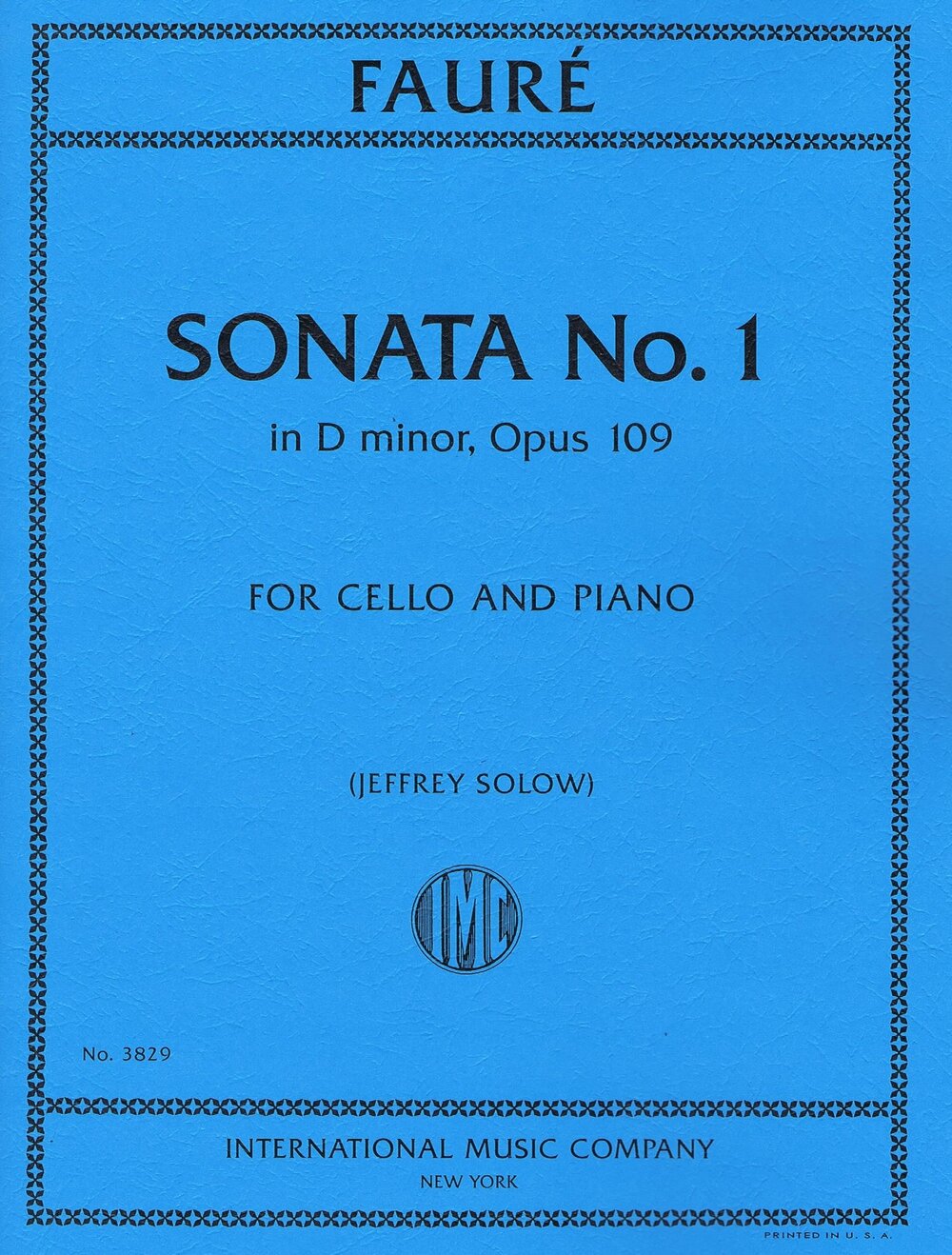 IMC Faure Cello Sonata No.1 3829