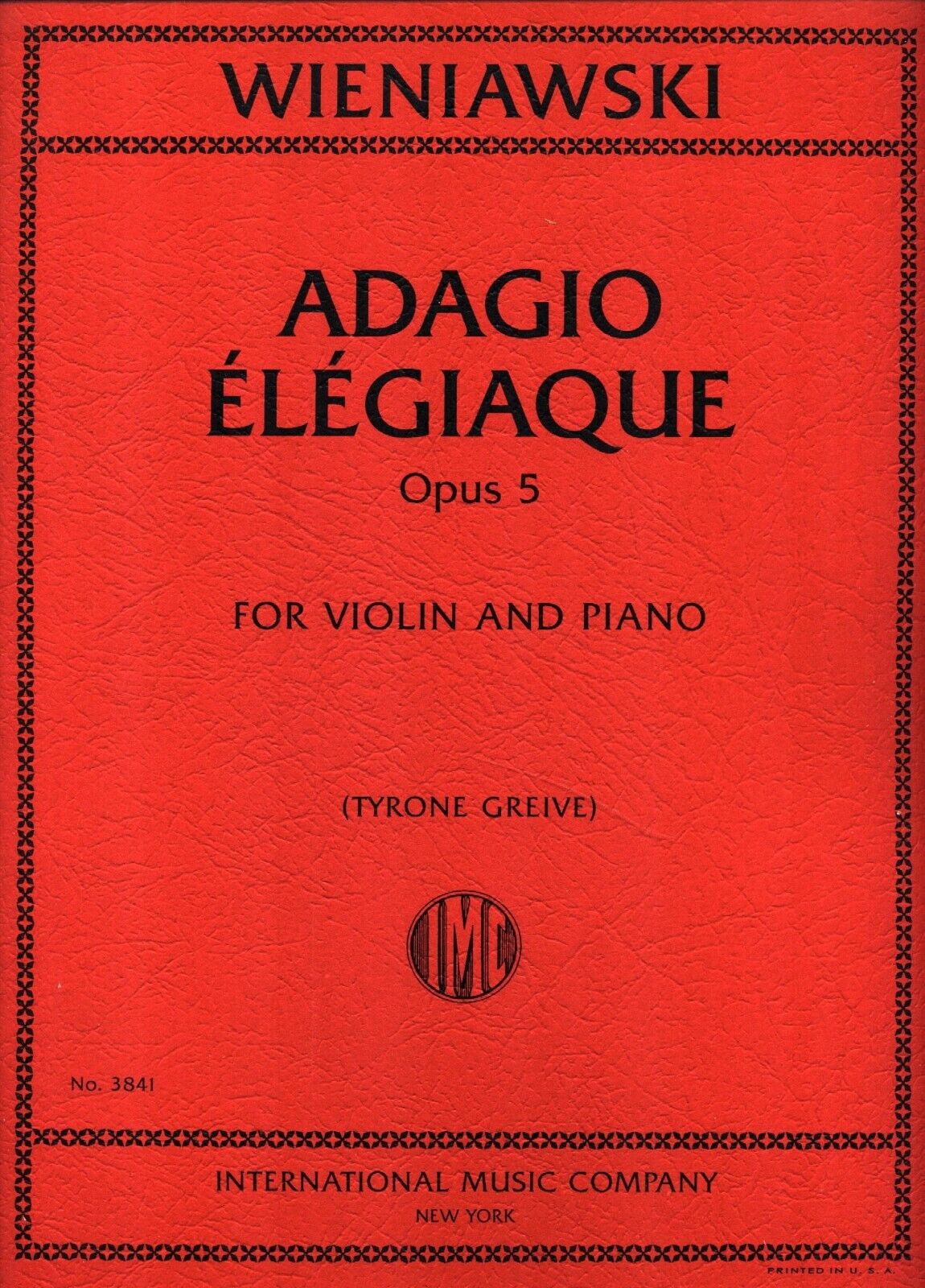 Wieniawski Adagio Elegiaque Op.5 for violin and piano No.3841