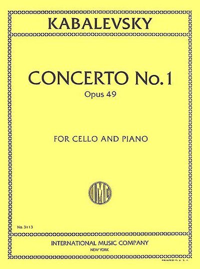 IMC Kabalevsky Concerto No. 1 Opus 49 For Cello and Piano No. 3113