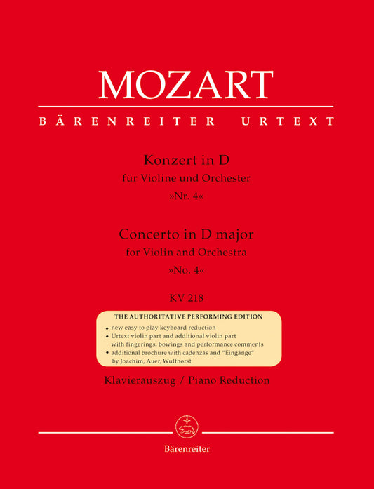 Baerenreiter Concerto in D major for Violin and Orchestra No. 4 KV 218 - Mozart