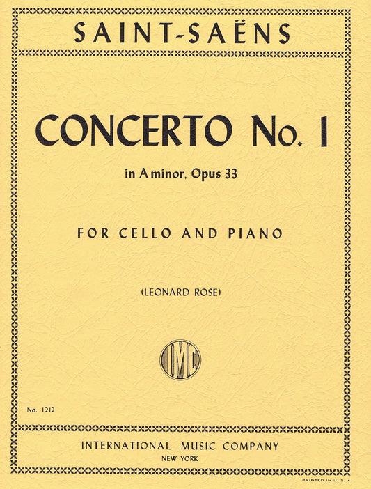 IMC Saint saens Concerto No. 1 in A minor Opus 33 For Cello and Piano No. 1212