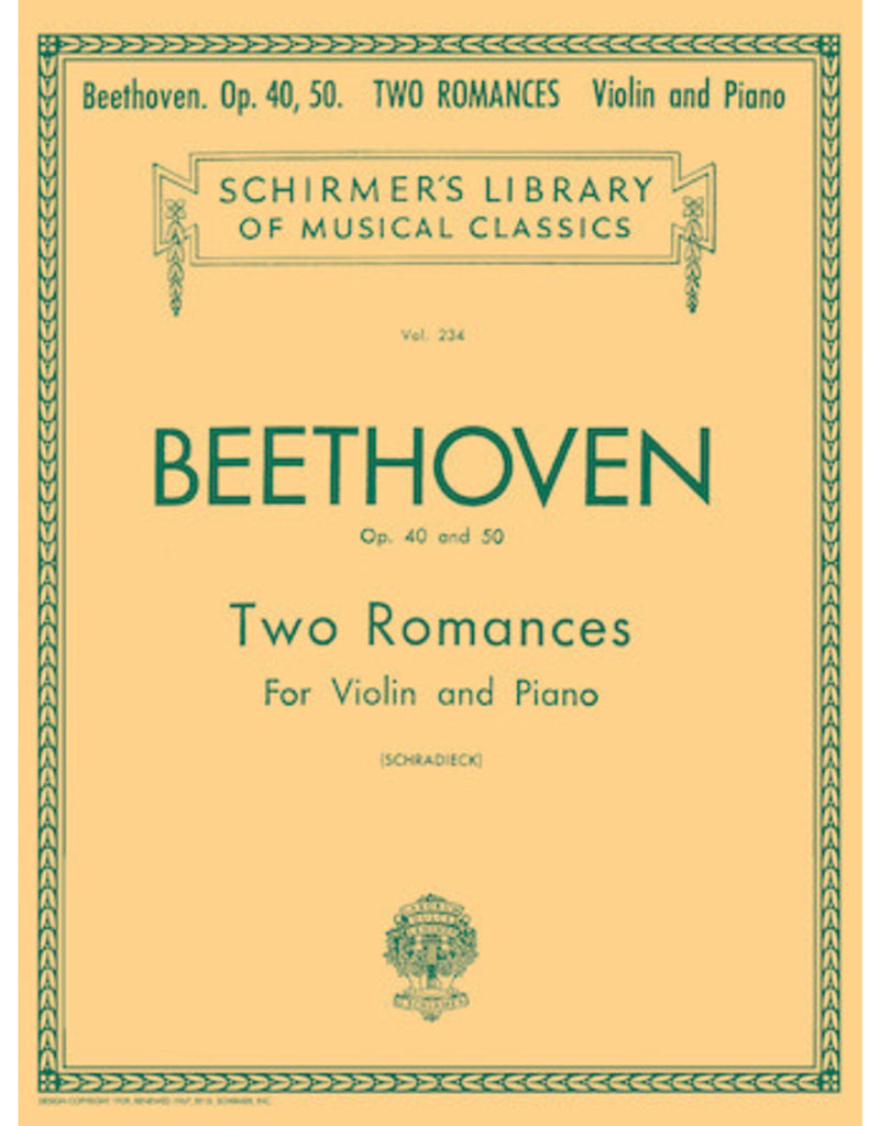 Hal Leonard Beethoven Op. 40 50 Two Romances for Violin and Piano