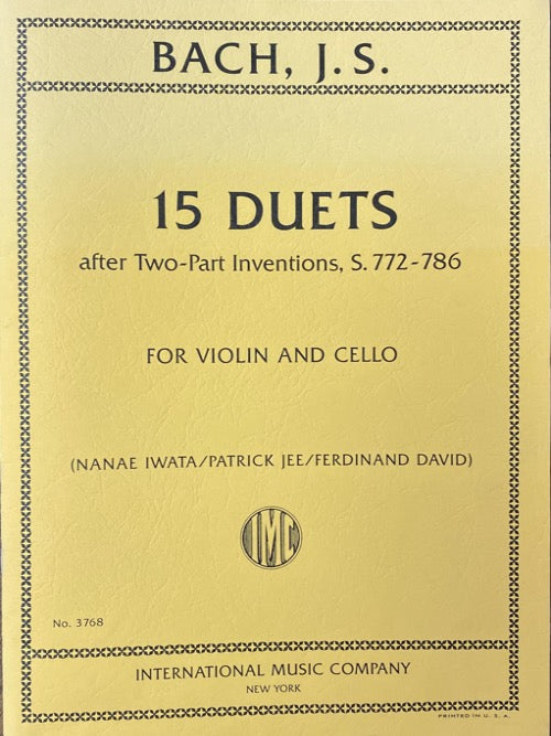 IMC Bach J. S 15 Duets after Two-Part Inventions S. 772-786 for Violin and Cello No. 3768