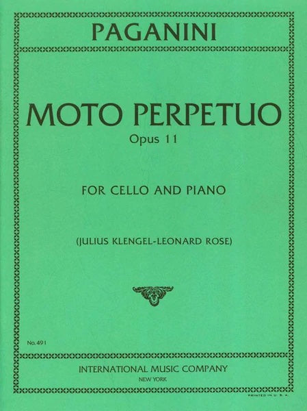 IMC Paganini Moto Perpetuo Opus 11 for Cello and Piano No. 491