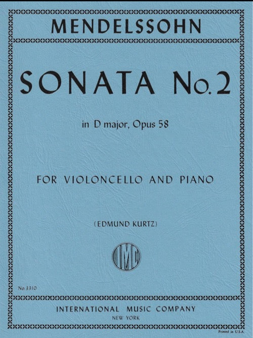 IMC Mendelssohn Sonata No. 2 in D major Opus 58 for Violoncello and Piano No. 3310