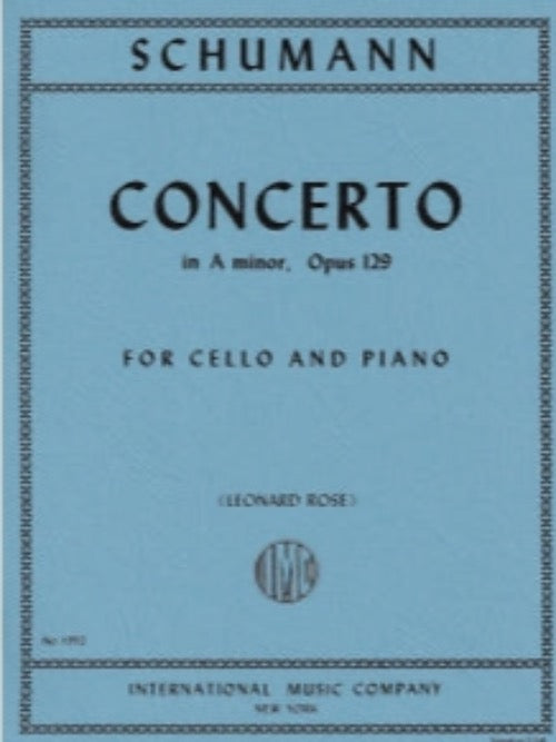 IMC Schumann Concerto in A Minor Opus 129 For Cello and Piano No. 1992