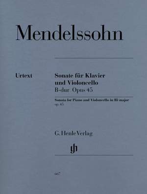 Hal Leonard Mendelssohn Sonata Sonata for Piano and Violoncello in B major op 45
