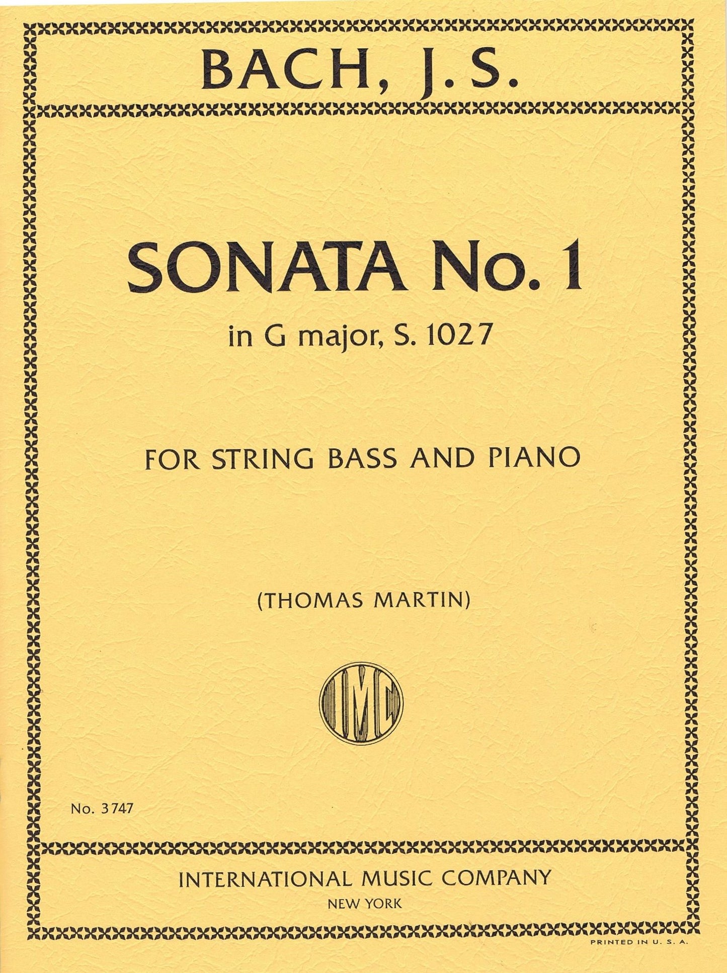 IMC Bach J.S. Sonata No. 1 in G major D. 1027 for String Bass and Piano No. 3747