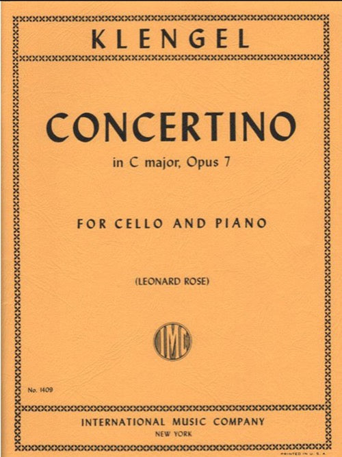 IMC Klengel Concertino in C Major opus 7 For Cello and Piano No. 1409