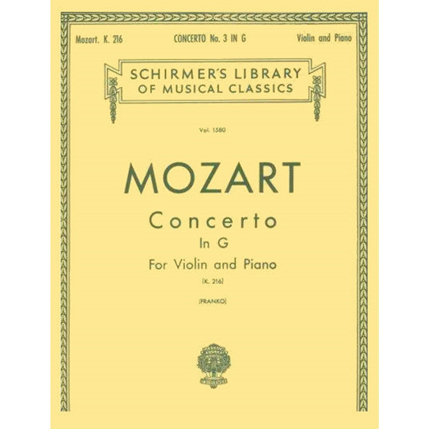 Hal Leonard Mozart Concerto in G K. 216 Franko