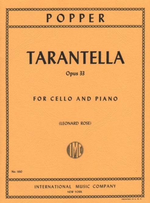 IMC POPPER TARANTELLA Opus 33 for CELLO AND PIANO 1610