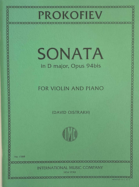 IMC Prokofiev Sonata in D major, op94 for violin and piano No.1588